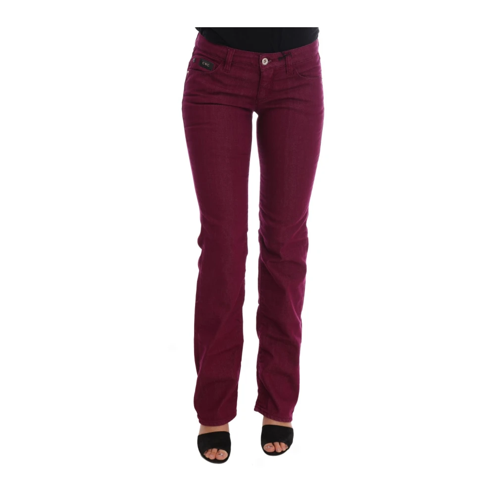 Costume National Rode Straight Fit Luxe Jeans Red Dames