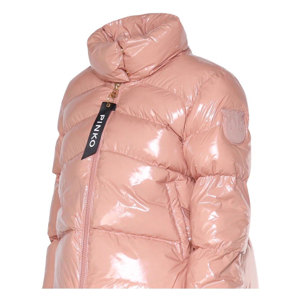 pinko Glanzende Gewatteerde Jas Roze Pink Dames