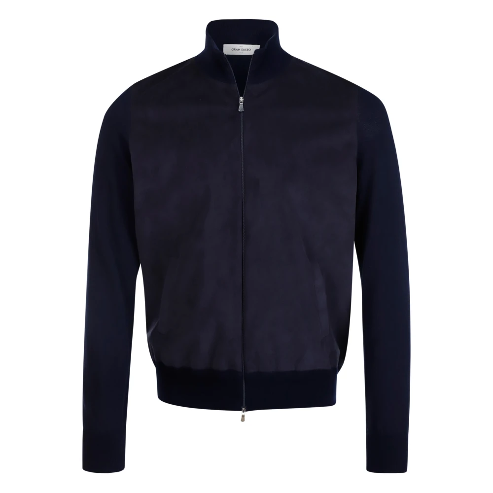 Gran Sasso Stijlvolle Zip-through Sweater voor Heren Blue Heren