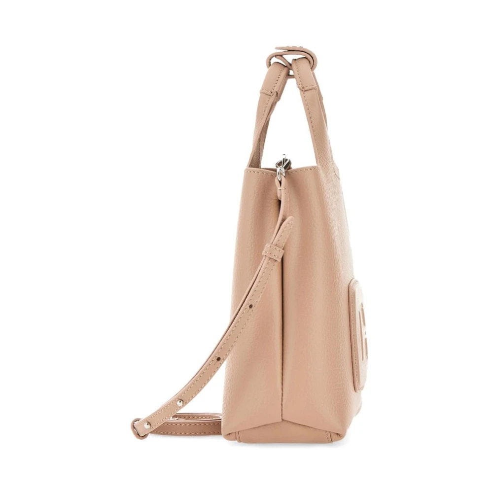 Hogan Beige Leren Tote Tas met Logo Pink Dames