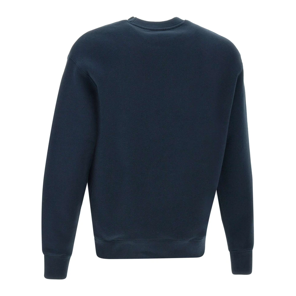 Maison Kitsuné Handwriting Sweatshirt Blauw Crew Neck Blue Heren