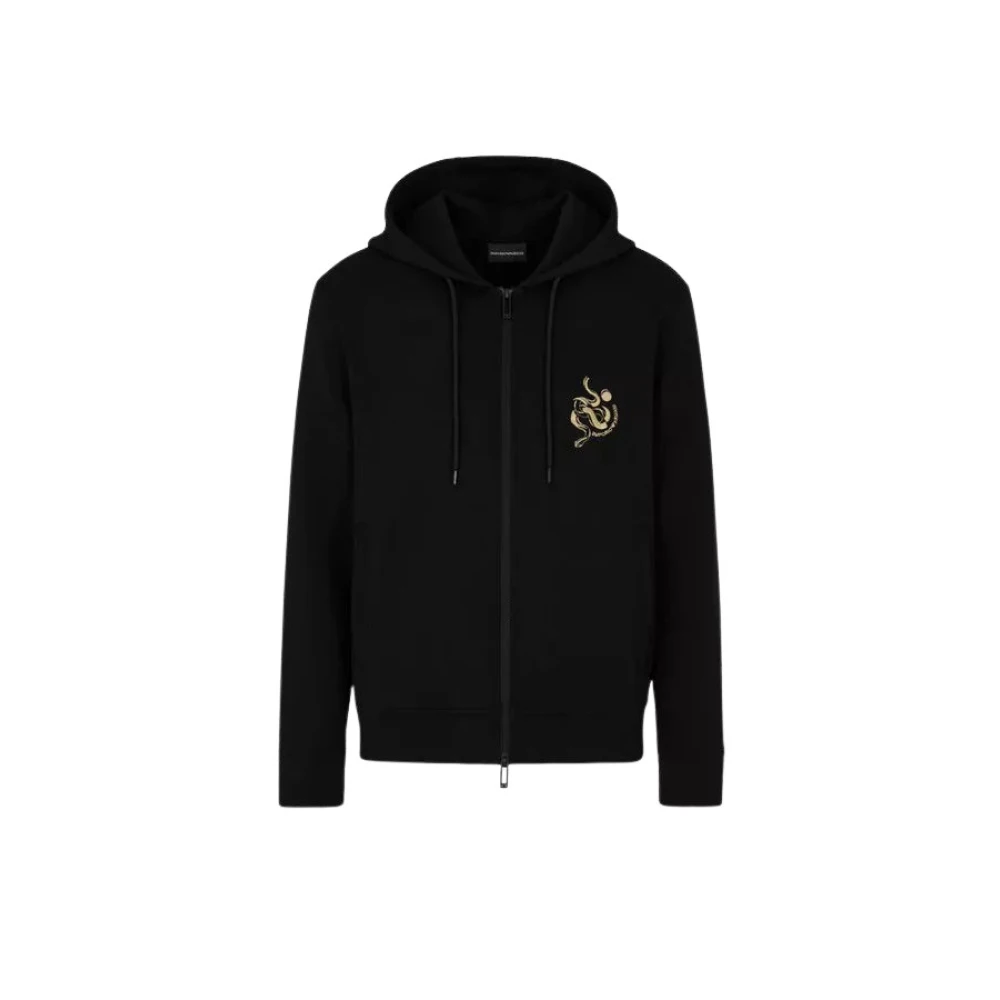 Emporio Armani Zwarte Hoodie Stijlvol Black Heren