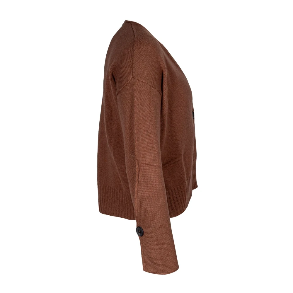 Kangra Kasjmier Vest met Gekruiste Knoopsluiting Brown Dames