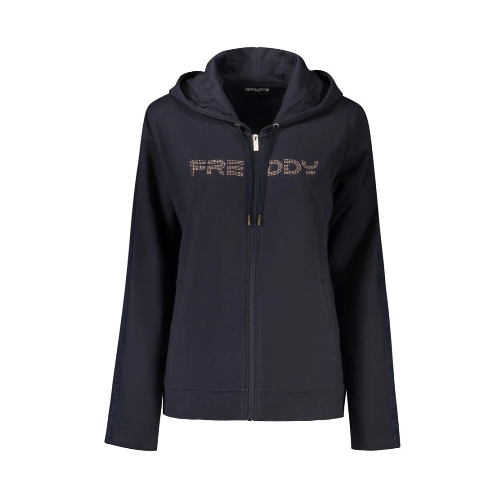 Freddy Women's Blue Cotton Sweatshirt - Zip-Throughs - S - Sweatshirts & Hoodies