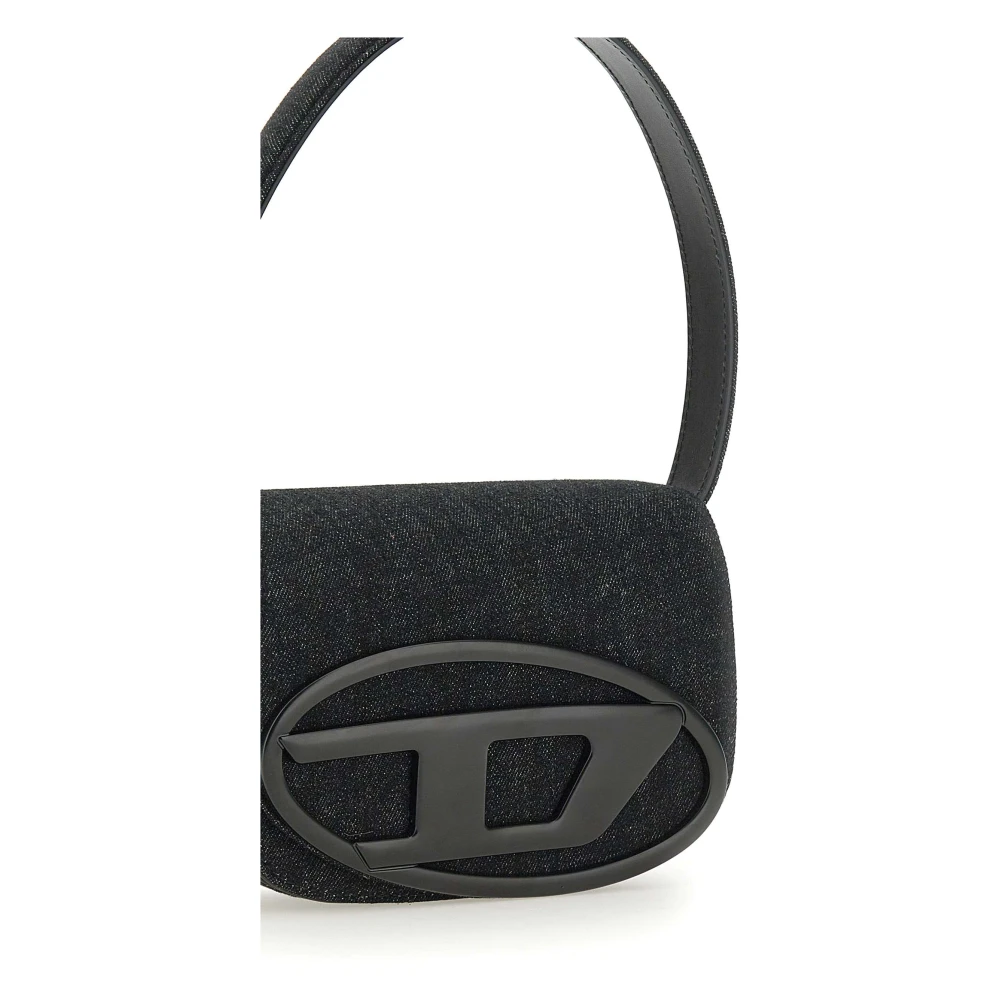 Diesel Zwarte schoudertas met Oval D-plaat Black Dames