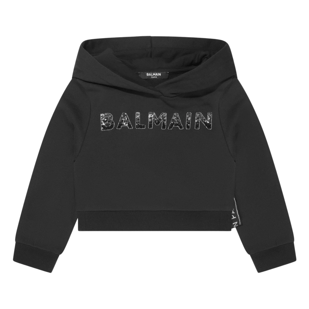 Balmain Girls Black Logo Hoodie In - Kids Sweatshirts - 8 Y - Kids
