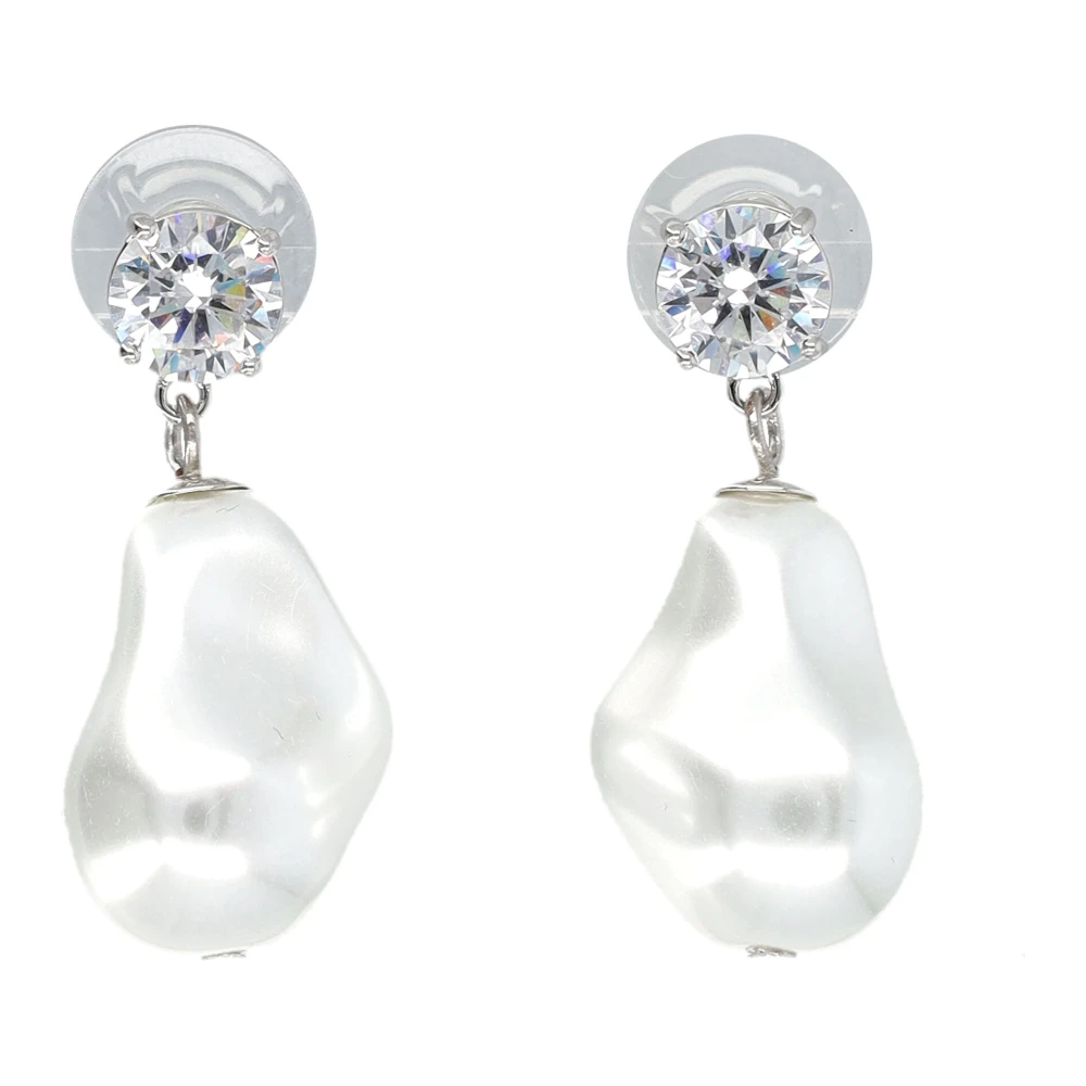 Self Portrait Women's Gray Earrings, One Size, Mottled Pearl Earrings