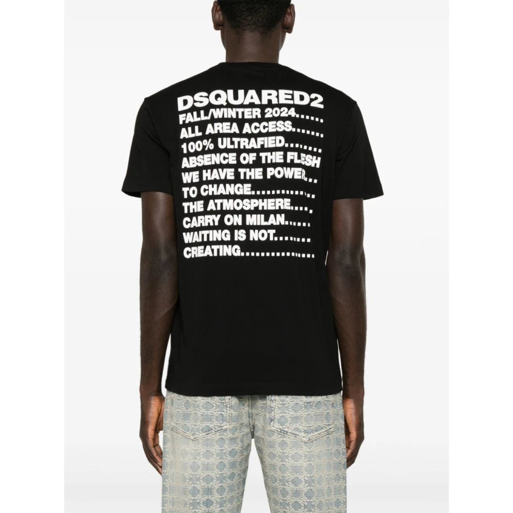 Dsquared2 Zwart Tekst Print Crew Neck T-shirt Black Heren