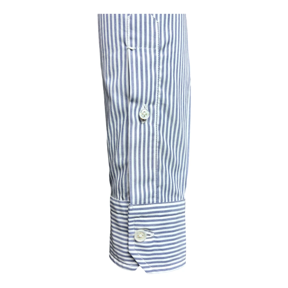 Salvatore Piccolo Napolitaanse Stijl Overhemd Blauw-Witte Strepen Blue Heren