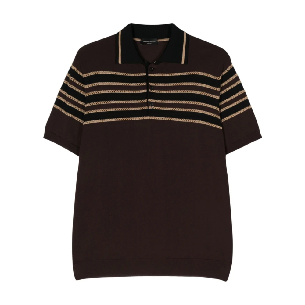 Roberto Collina Polo Shirts Brown Heren