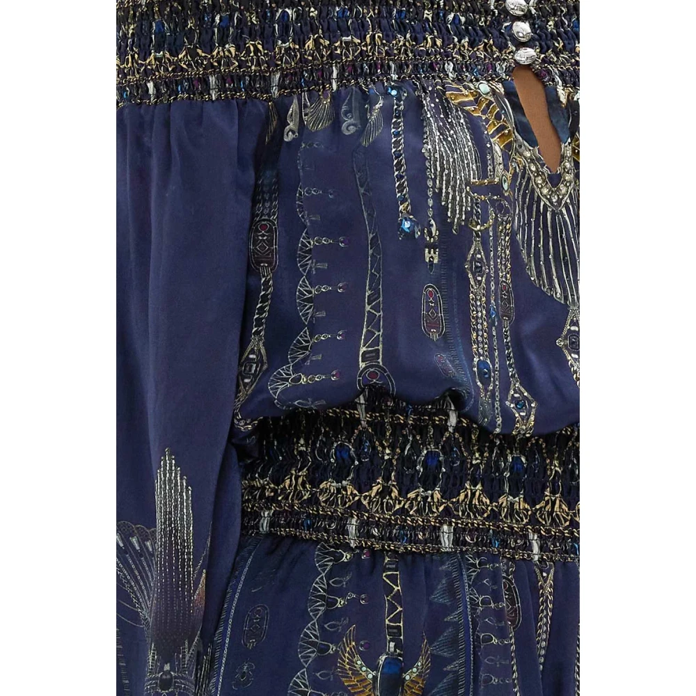 Camilla Off Shoulder Korte Jurk Egypte Effect Blue Dames