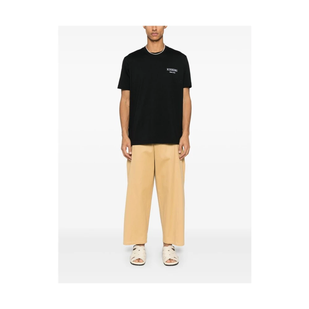Iceberg Zwarte Ronde Hals Korte Mouwen T-shirt Black Heren
