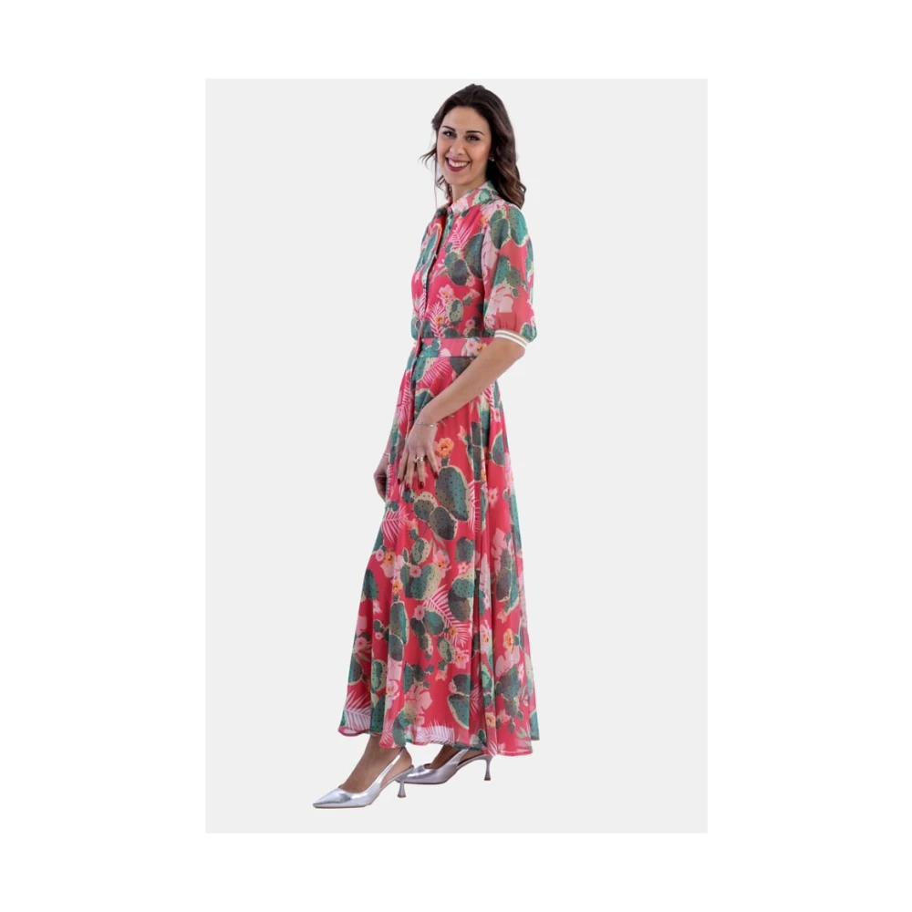 Fracomina Lange jurk met bloemmotief Fs24Sd3005W412N4 Multicolor Dames