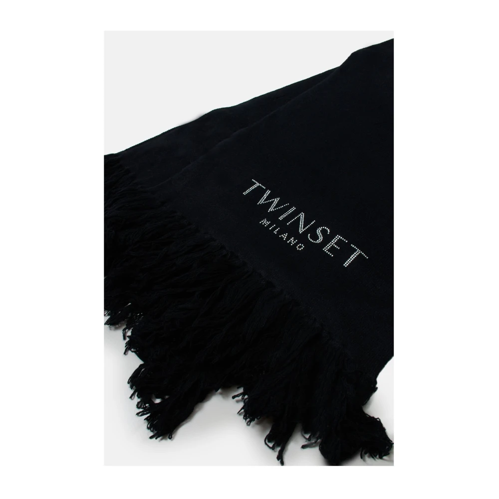 Twinset Logo Verfraaide Sjaal Black Dames