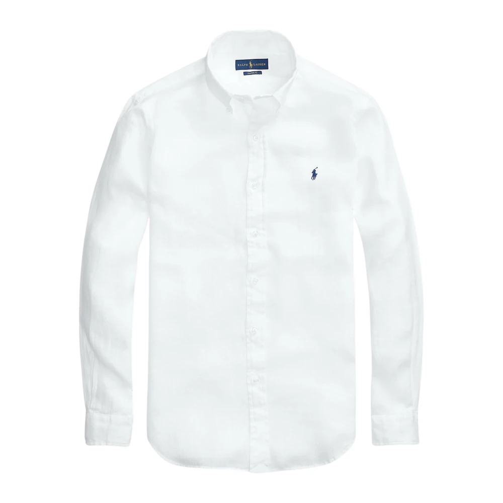 Polo Ralph Lauren Uomo Bianco Camicia In Lino Custom Fit