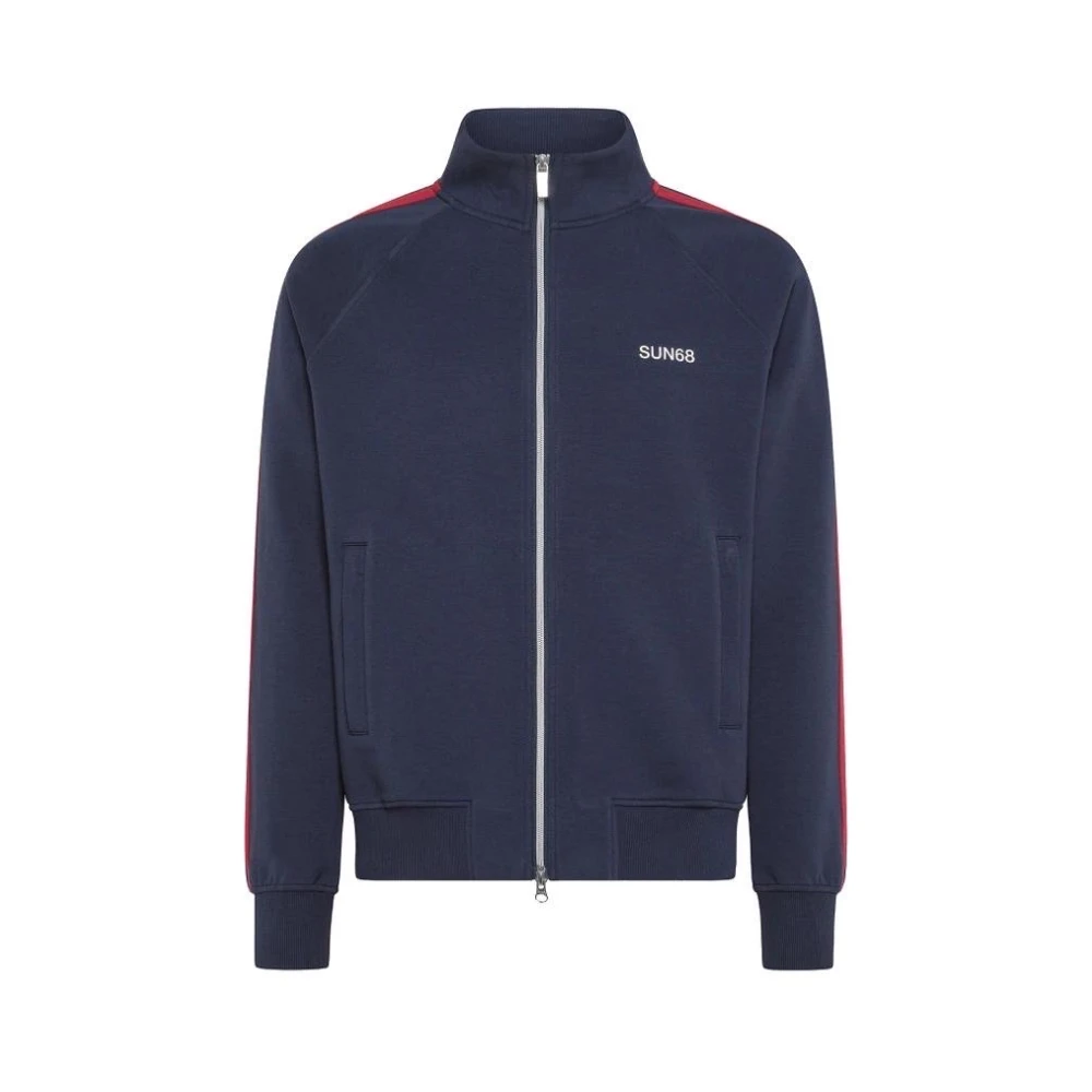 Sun68 Gestreepte Katoenen Volledige Rits Heritage Jas Blue Heren