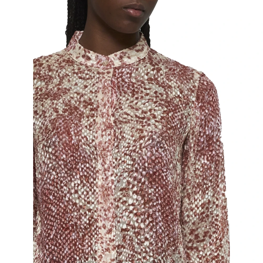 Isabel marant Zijdeblend Blouse met Opstaande Kraag Rood Ecru Red Dames