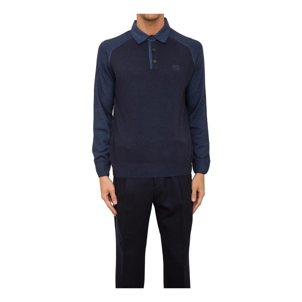 ETRO Blauw Polo Shirt Blue Heren