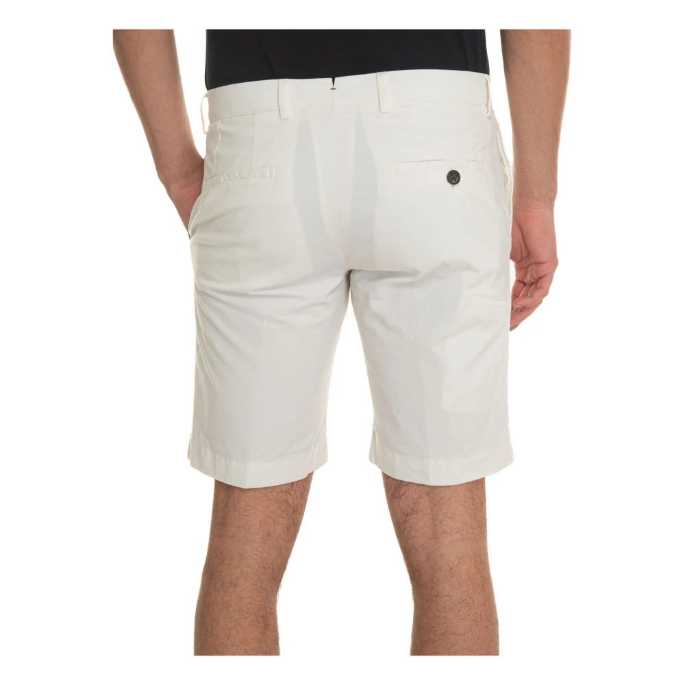 Berwich Katoenen Bermuda Shorts met Tailoring Vent White Heren