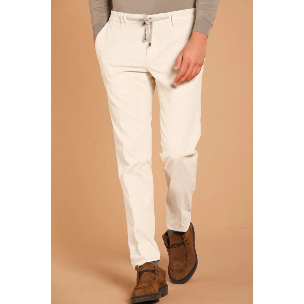 Mason's Witte Velvet Chino Jogger Broek White Heren