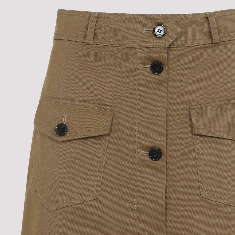 Saint Laurent Bruine katoenen lange rok met zakken Brown Dames