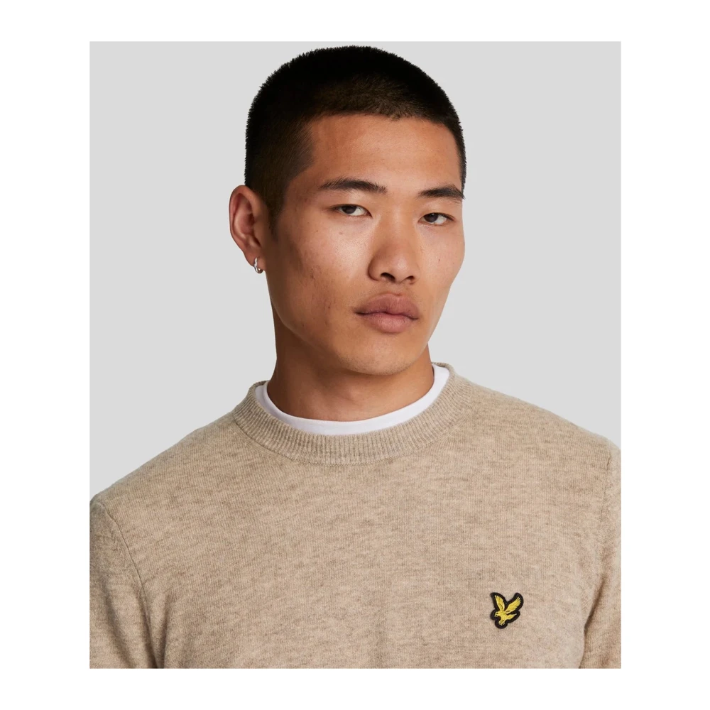 Lyle & Scott Taupe Lambswool Blend Crew Neck Sweater Beige Heren
