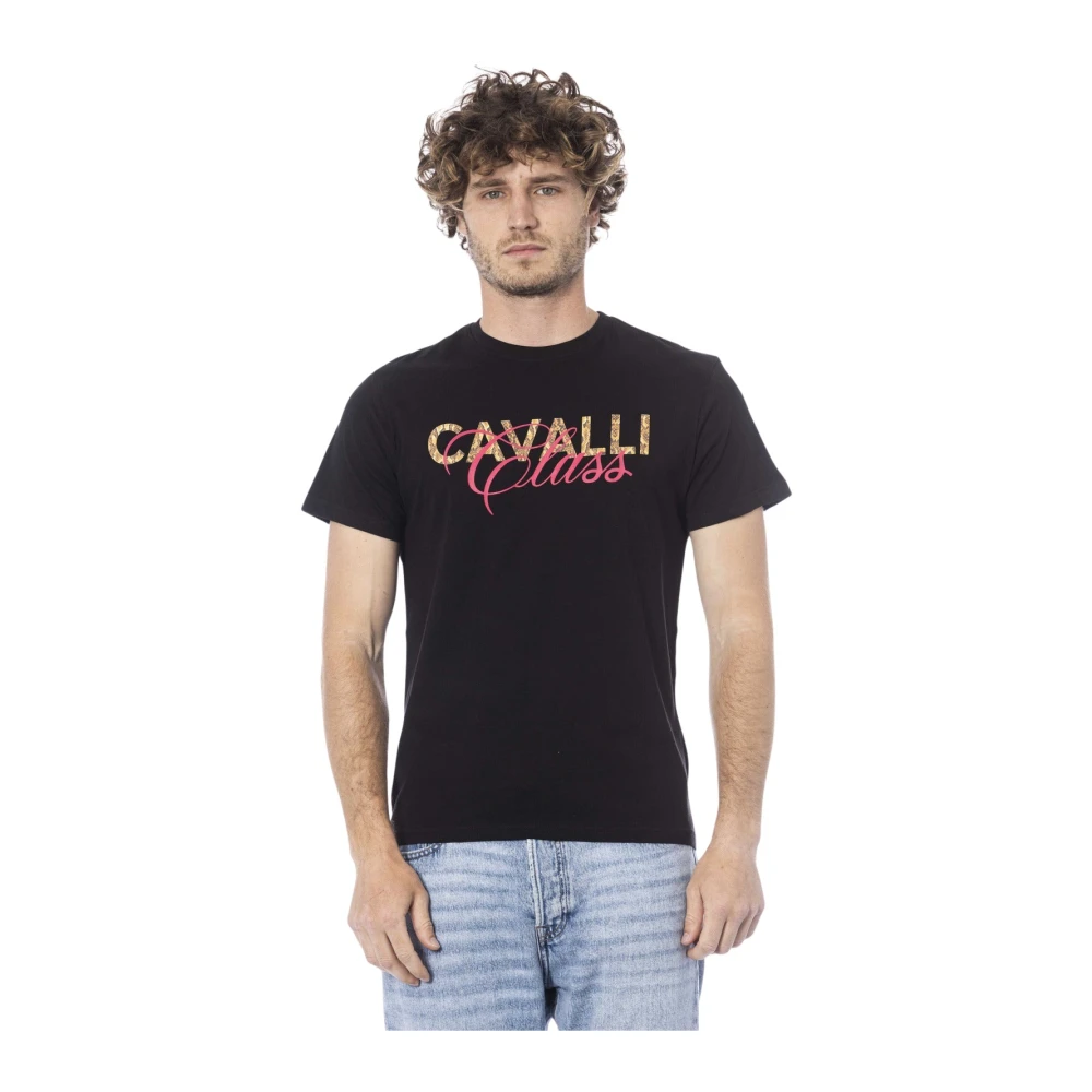Cavalli Class Korte mouw T-shirt met logo print Black Heren