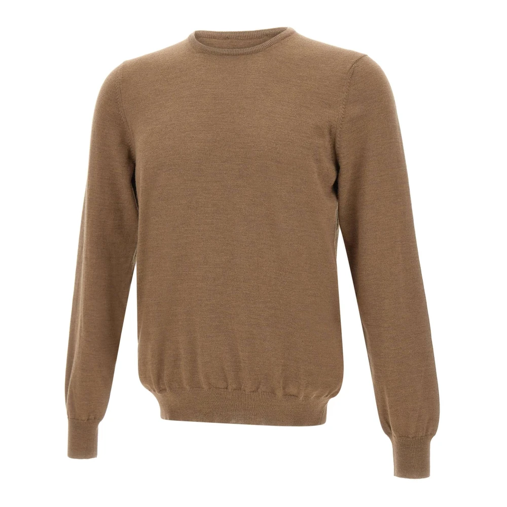 Gran Sasso Merino Wol Crew Neck Sweater Brown Heren