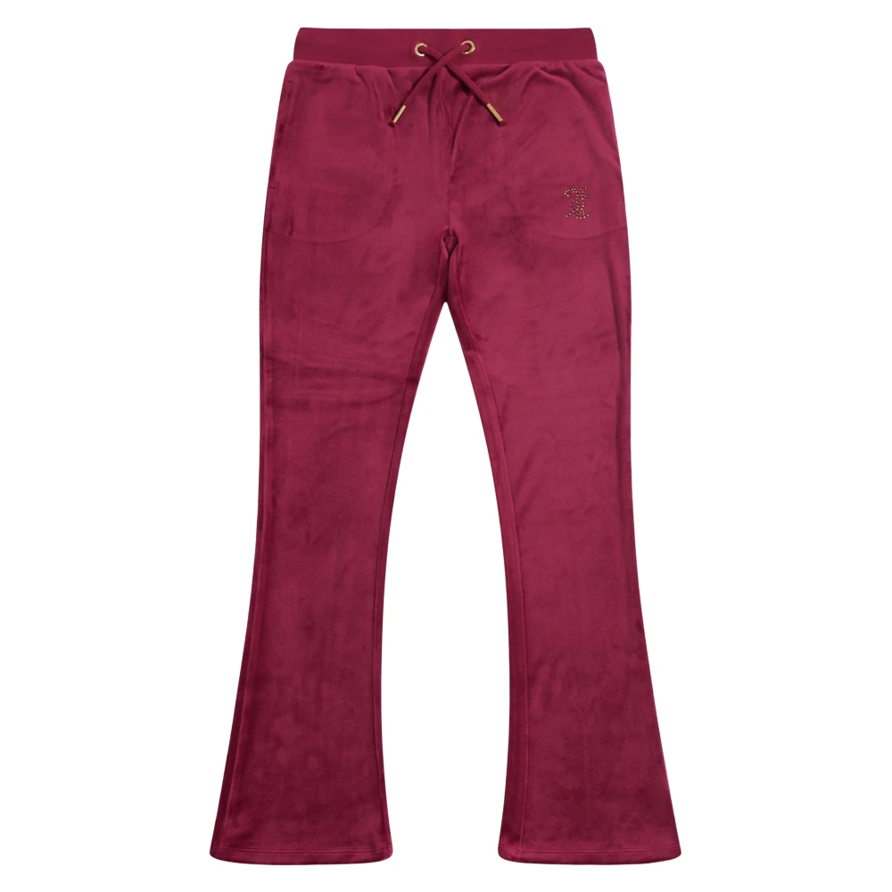 Juicy Couture Girls Red Trousers, 12 Y, Diamante Bootcut Joggers