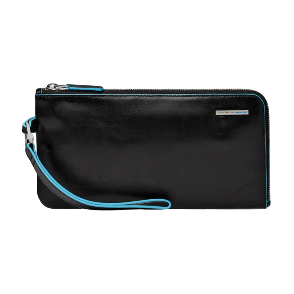 Piquadro Men's Black Blue Square Wristlet