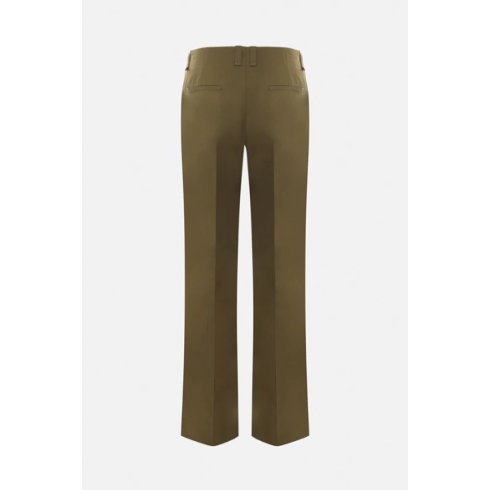 Saint Laurent Straight Leg Cotton Twill Trousers Brown Dames