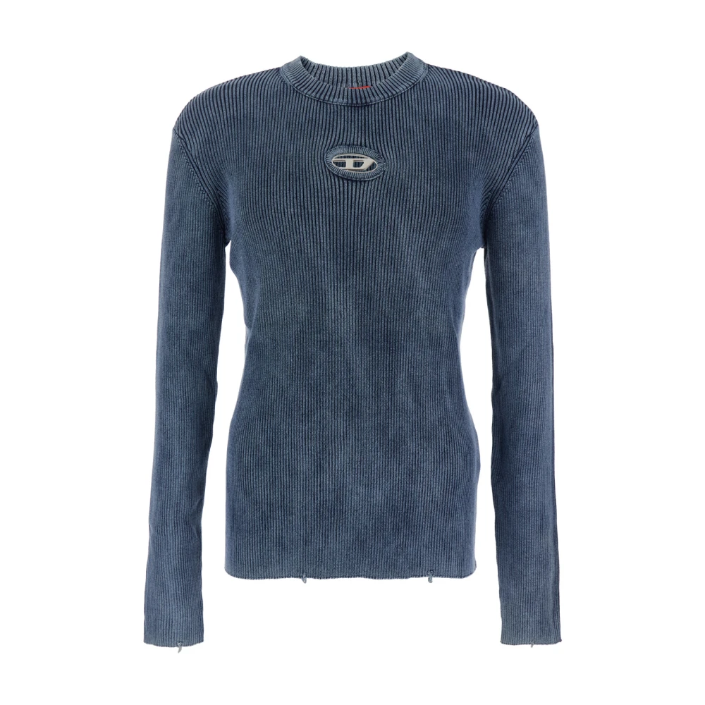 Diesel Blauw Crewneck T-shirt met Ovaal D-logo Blue Heren