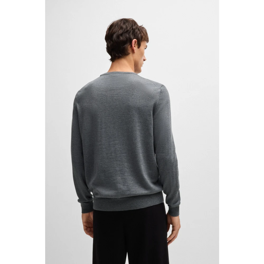 Hugo Boss Ronde hals wollen trui Gray Heren