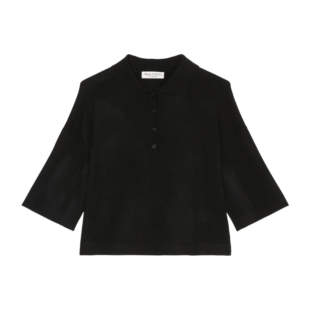 Marc O'Polo Fijngebreid poloshirt los Black Dames