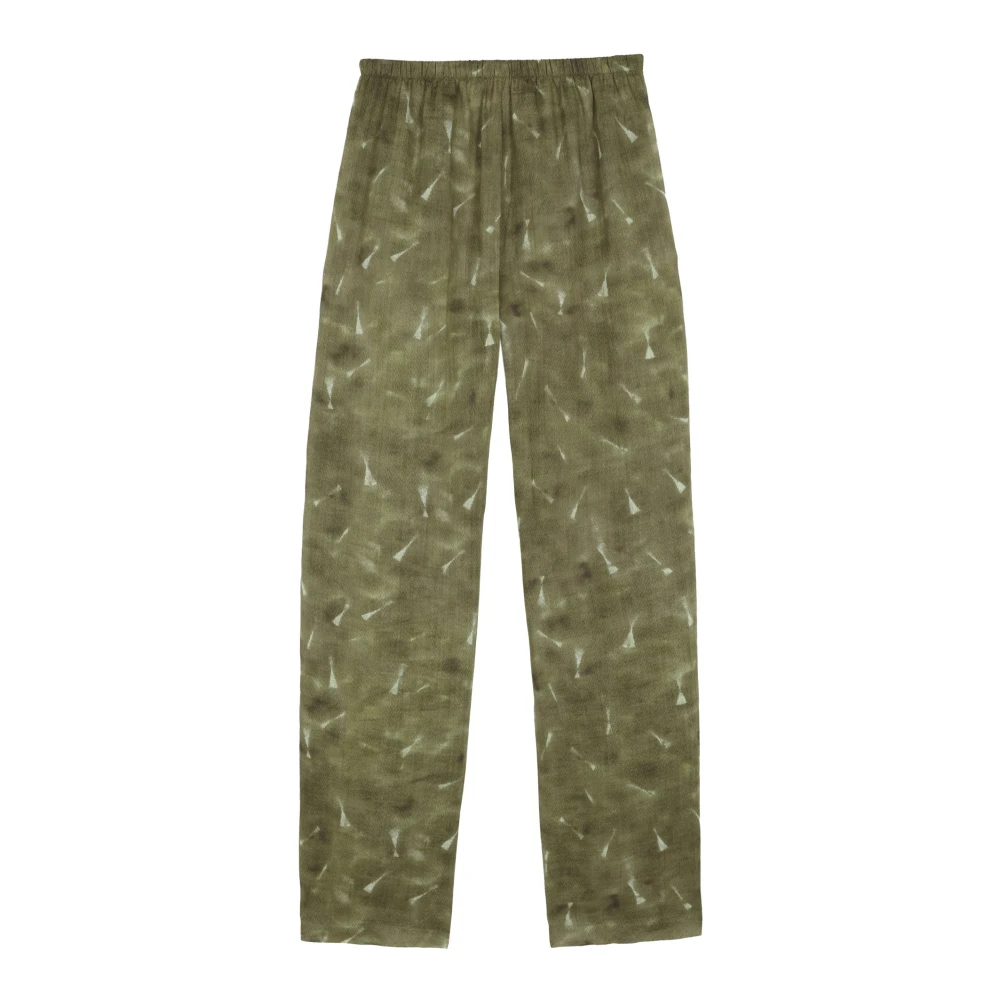 Cortana Wide Trousers, Female, S, Ramie Trousers Pua Print Green