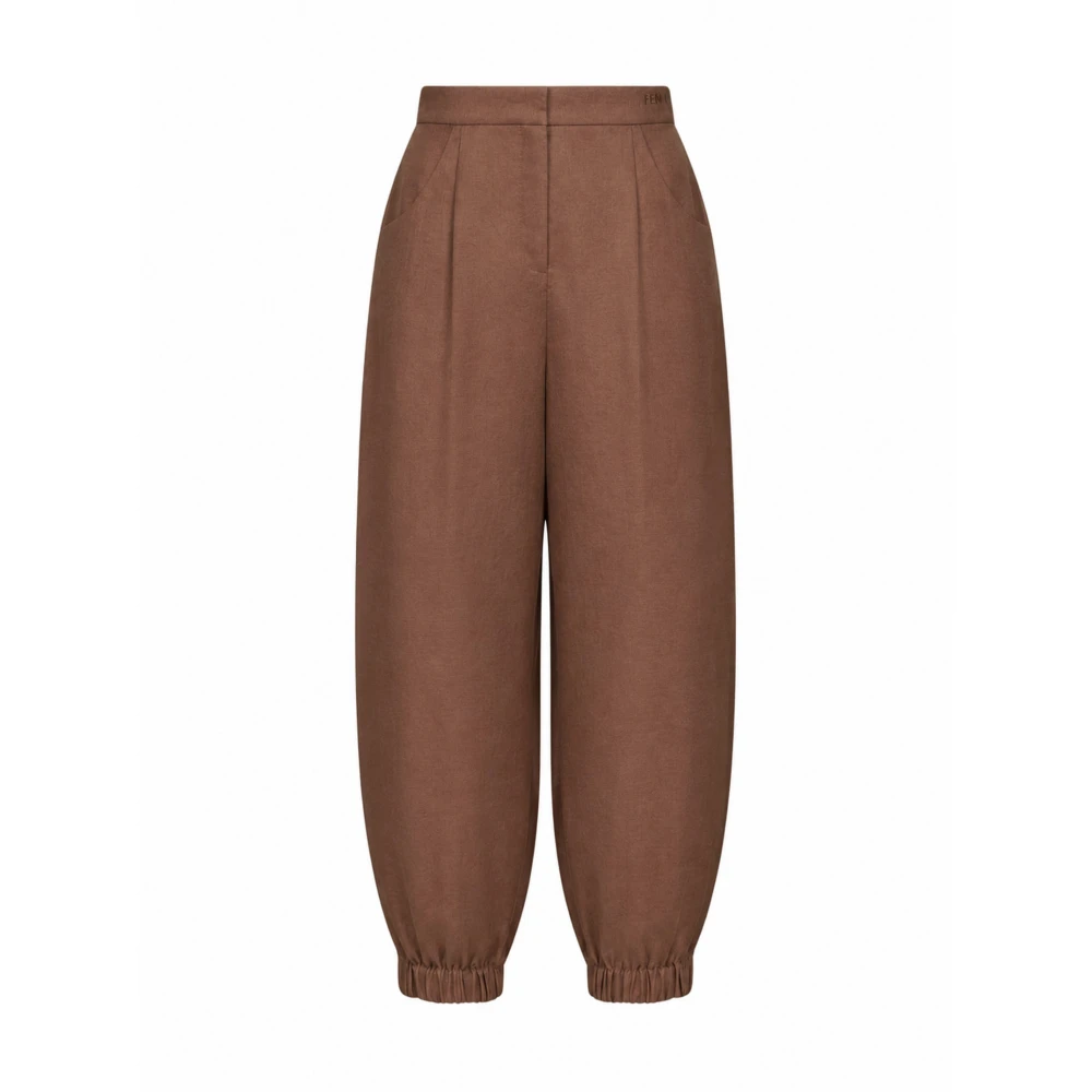 Fendi Women's Brown Trousers - Straight Trousers - S - Trousers