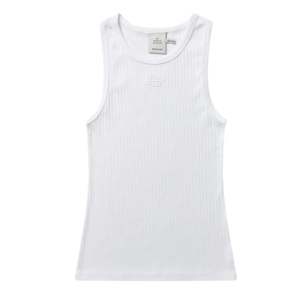 Munthe White Cotton Tank Top With Emblem - Female - Sleeveless Tops - S - Tops