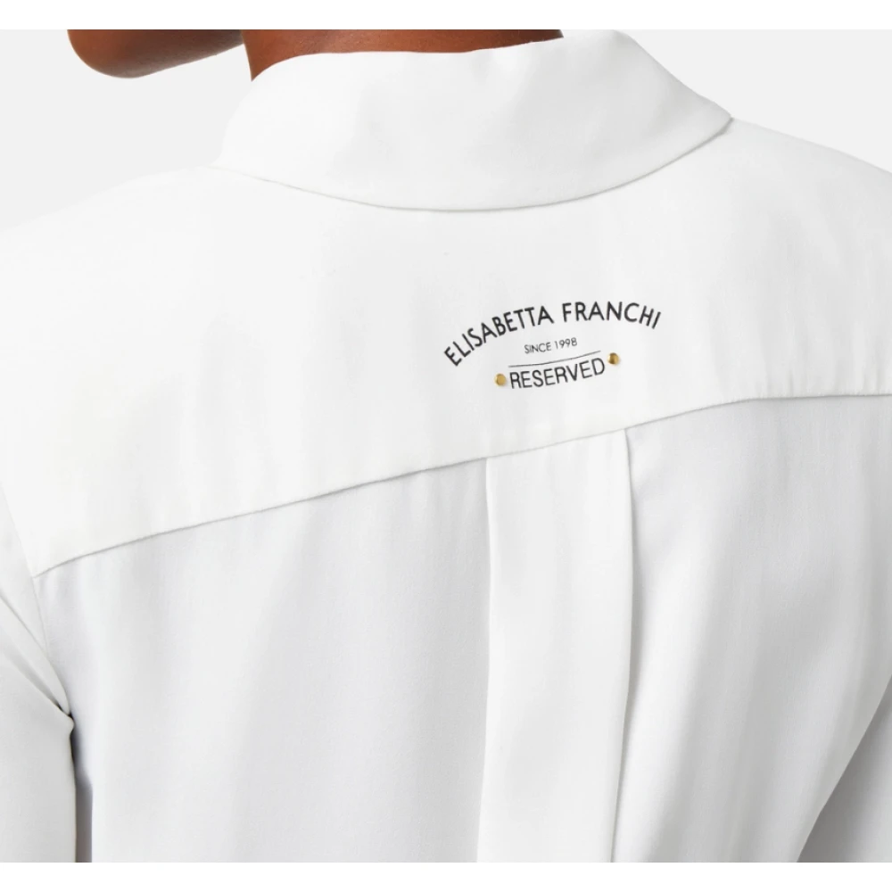 Elisabetta Franchi Georgette Shirt met Klepzakken White Dames