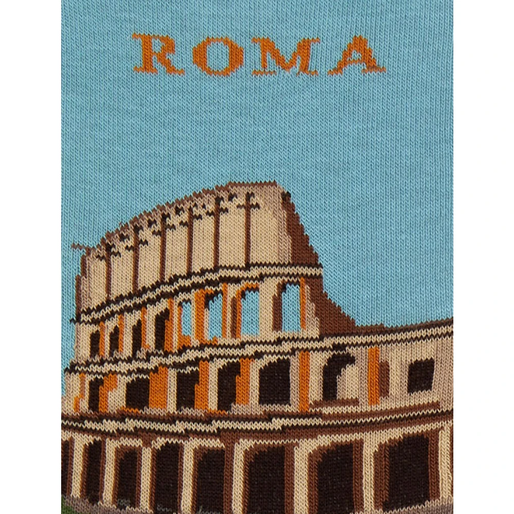 Gallo Korte katoenen sokken voor dames groen met Colosseum in Rome patroon Green Dames