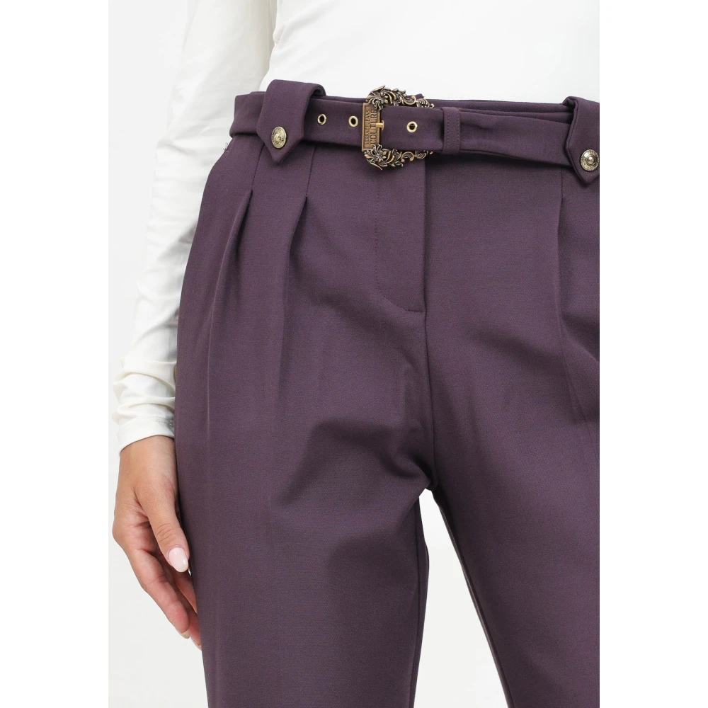 Versace Jeans Couture Paarse Elegante Barok Riem Broek Purple Dames