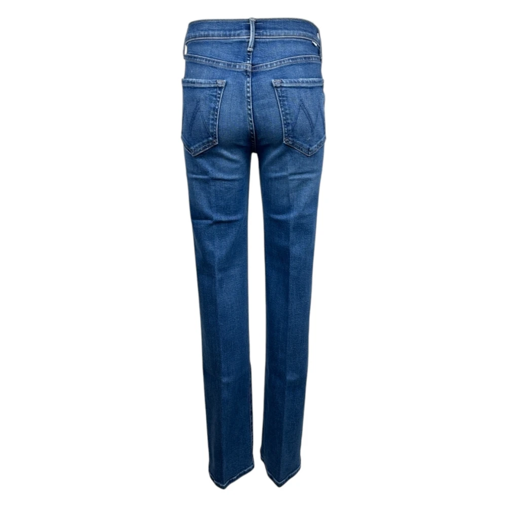 Mother Rechte Pijp Hoge Taille Denim Jeans Blue Dames