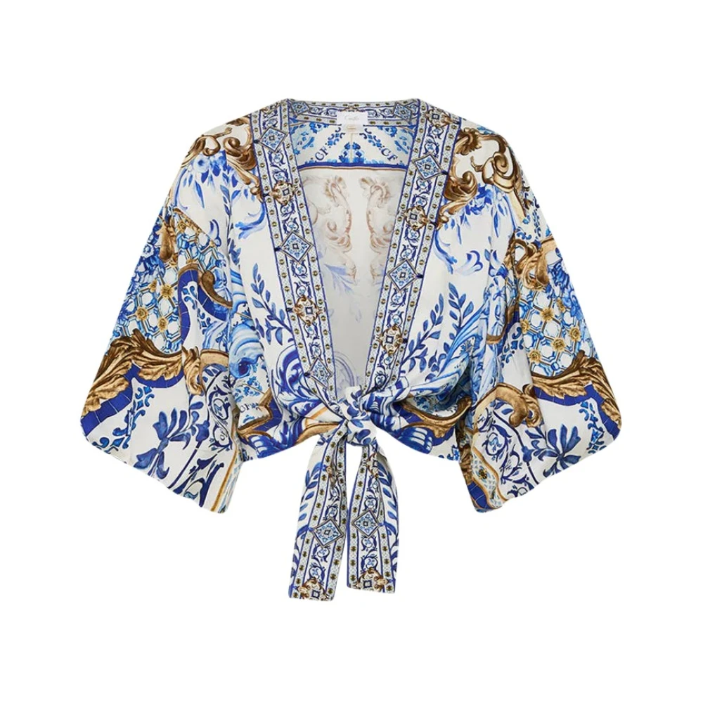 Camilla Blauw Avontuur Pofmouw Top Blue Dames