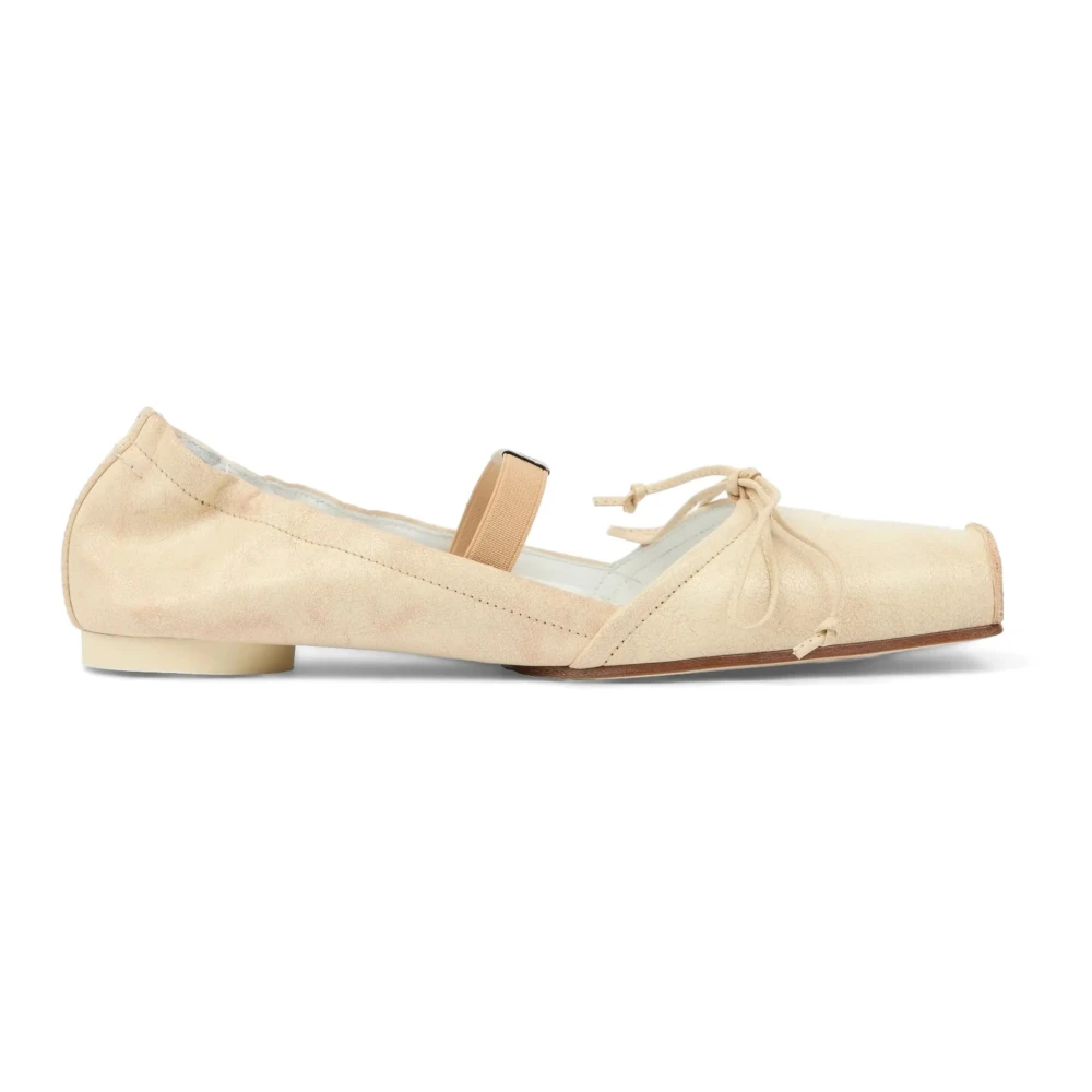 Mm6 Maison Margiela Women's Brown Square-Toe Ballerina Shoe - Ballerina Shoes - 7 Uk - Shoes