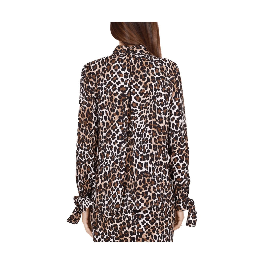 Elisabetta Franchi Dierenprint Georgette Lange Mouwen Shirt Zwart Multicolor Dames