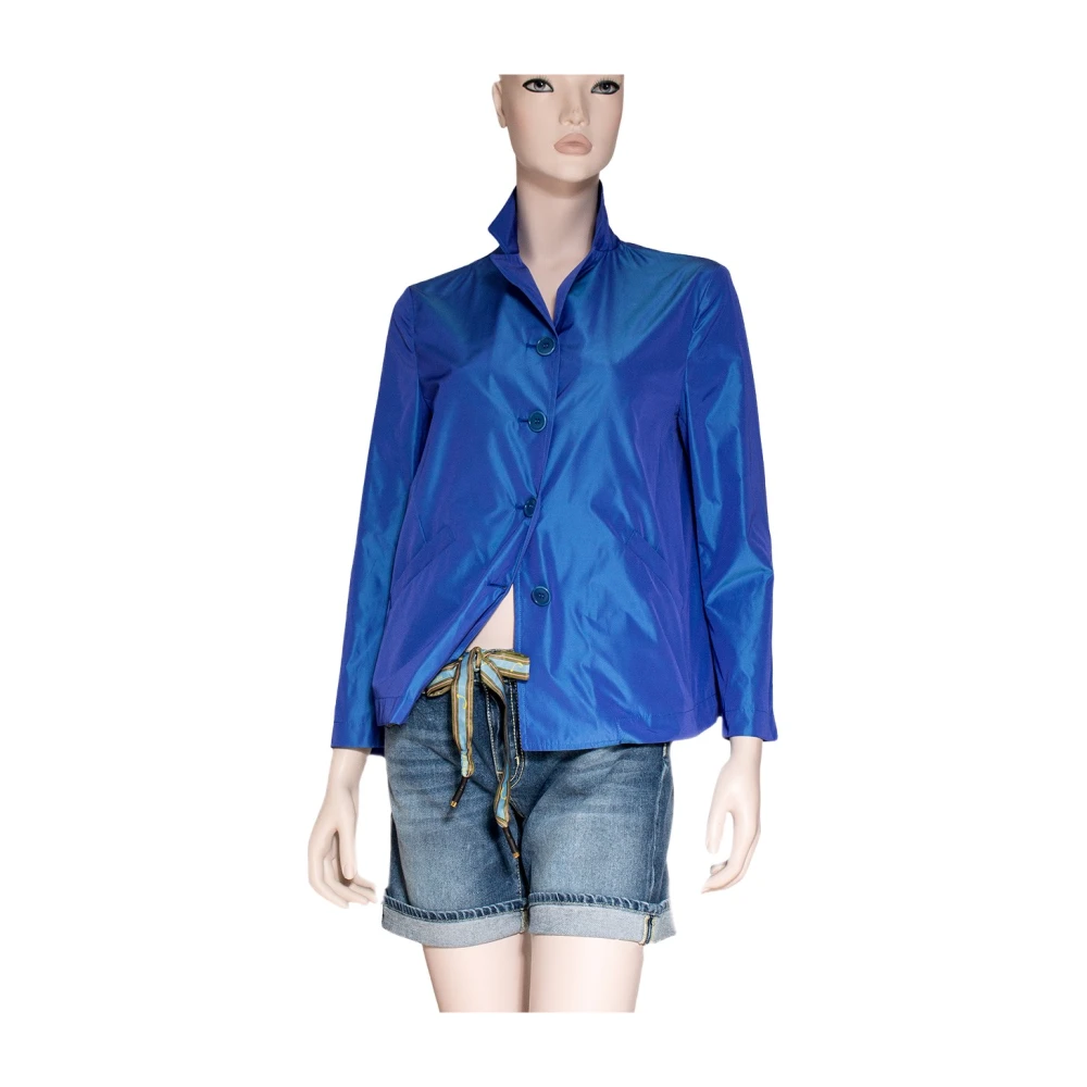 Aspesi Regular Fit Polyester Jas met Vier Knopen Blue Dames