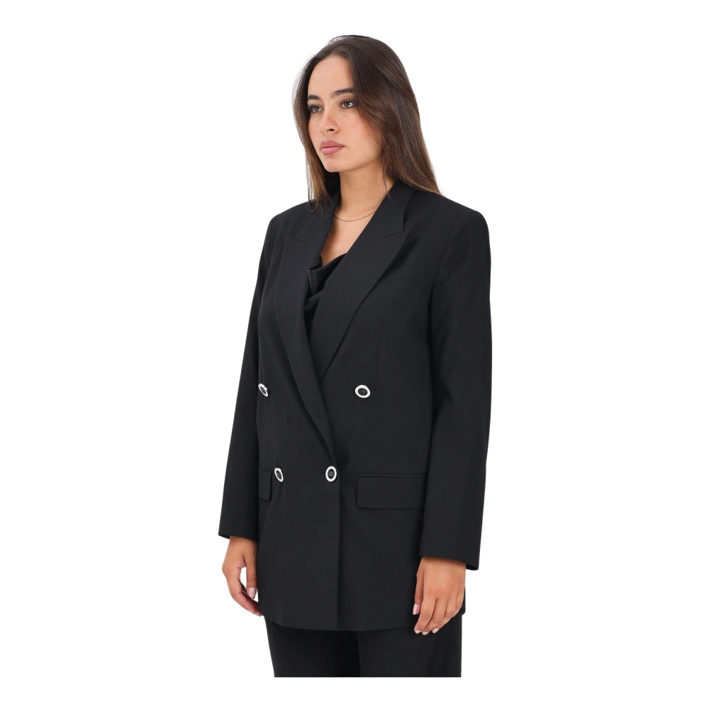 Armani Exchange Kvinno Svart Jackor Dam, M, Dubbelknäppt Jacka Dam Höst/Vinter
