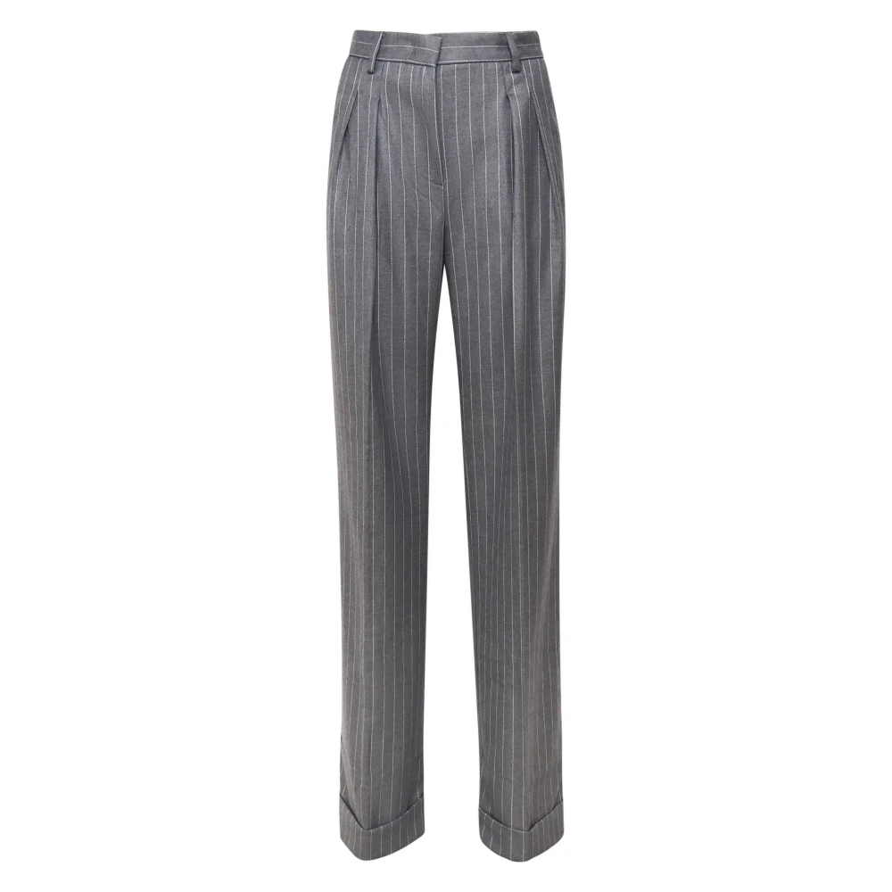 Andamane Pinstripe High Waist Trousers Grey White Gray Dames