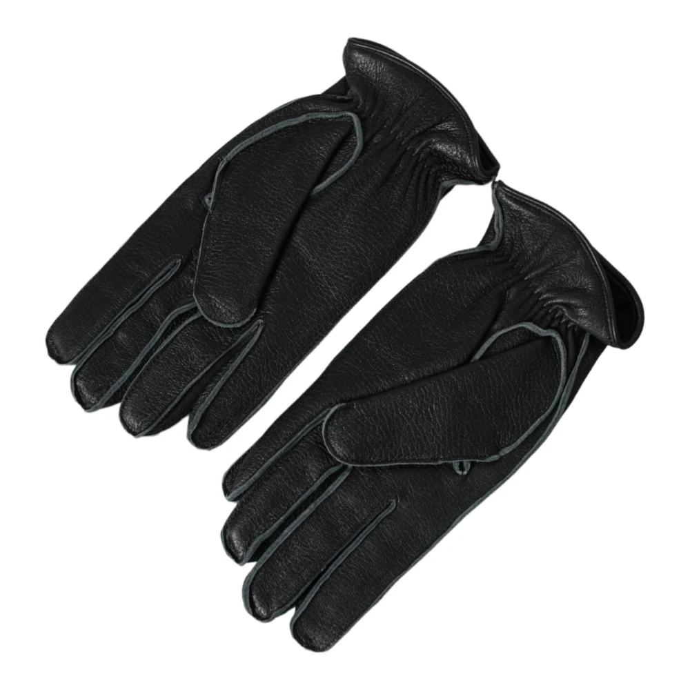 Dolce & Gabbana Zwarte Leren Biker Handschoenen Black Unisex