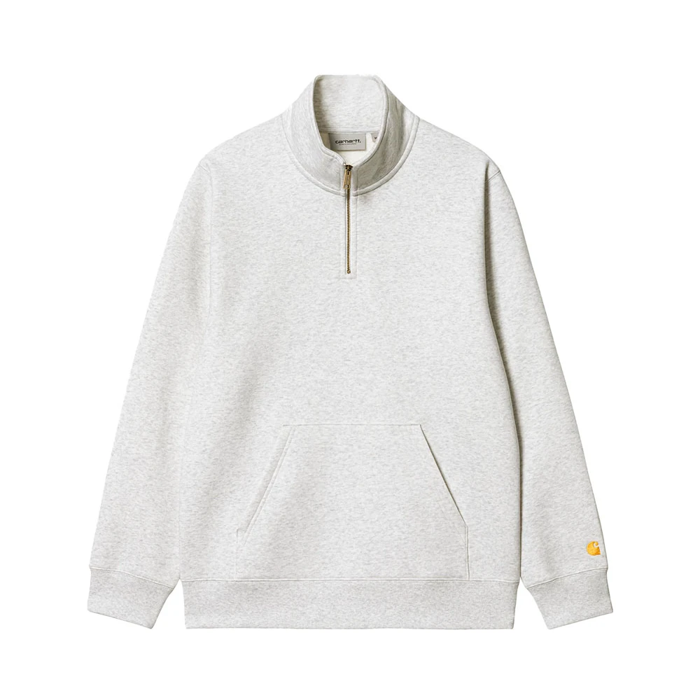 Carhartt Wip Men's Gray Zip-Throughs, S, Chase Neck Zip Sweat