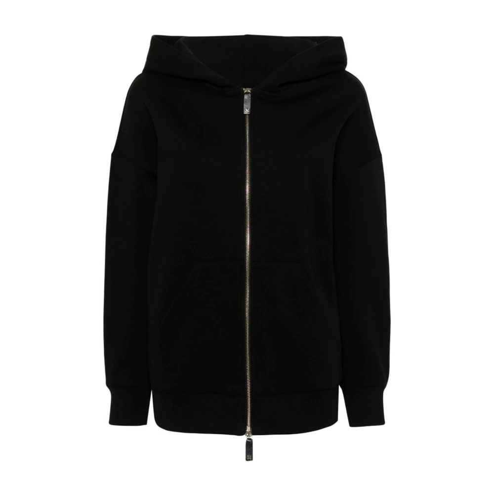 Max Mara Zwarte Logo-geborduurde Klassieke Hoodie Sweater Black Dames